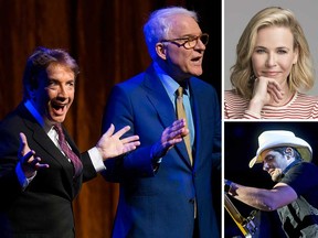 From left: Comedy duo Martin Short and Steve Martin; Comedian Chelsea Handler; Country music singer Brad Paisley.
