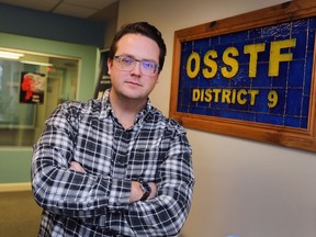 Tyler Campbell, OSSTF's Educational Support Staff Bargaining Unit president. is shown Feb. 22, 2022.