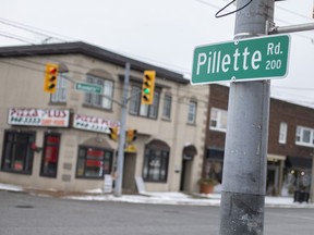The intersection of Wyandotte Street East and Pillette Road is seen on Friday, February 25, 2022.