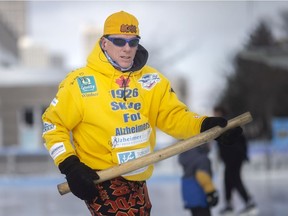 WINDSOR, ONTARIO:. FEBRUARY 5, 2022 - Steve MacNeil skates at Charles Clark Square for the 1926 Skate for Alzheimer's - where he skates for 19 hours and 26 minutes, on Saturday, February 5, 2022.