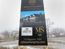 A billboard advertising a new apartment complex in the 1400 block of Lesperance Road on Tecumseh is displayed Tuesday, February 22, 2022.