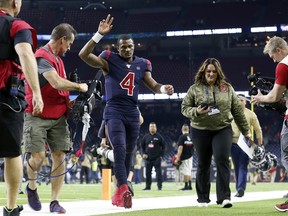Deshaun Watson of the Houston Texans walks off the field.