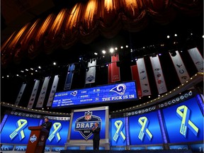 Former New England Patriots player Joe Andruzzi is seen during the first round of the 2013 NFL Draft at Radio City Music Hall on April 25, 2013 in New York City.