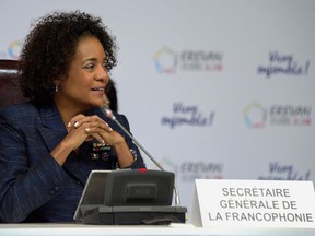 Secretary General of the Francophonie Michaëlle Jean, chairs a plenary session during the XVII Francophony Summit held in Yerevan on October 7, 2018. Jean, also former Governor-General of Canada, has been named Assumption University’s Christian Culture Series Gold Medalist for 2021.