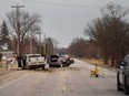 The scene of a fatal collision on County Road 34 between Leamington and Wheatley on the morning of March 18, 2022.