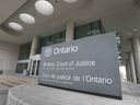 The exterior of the Ontario Court of Justice in Windsor is shown on April 22, 2021.