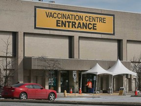 The COVID-19 vaccination centre at the Devonshire Mall in Windsor is shown on March 3, 2022.