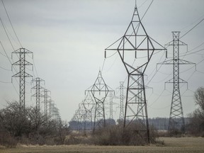 Hydro lines are seen from Lauzon Road in Windsor, on Wednesday, March 30, 2022.