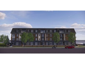 Artist rendering of the proposed Devonshire Court condo complex on the site of a former church.
