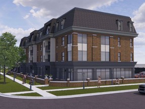 Artist rendering of the proposed Devonshire Court condo complex on the site of a former church.