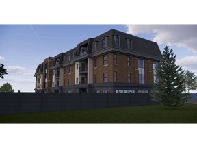 Artist rendering of the proposed Devonshire Court condo complex on the site of a former church.