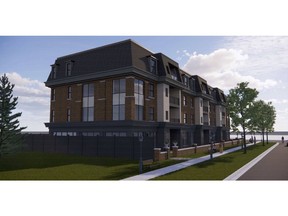 Artist rendering of the proposed Devonshire Court condo complex on the site of a former church.