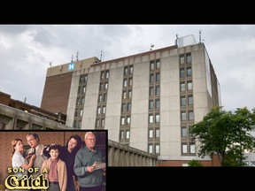 An image from Episode 10 of the CBC television show Son of a Critch - showing Windsor Regional Hospital's Met Campus as a hospital in Newfoundland.