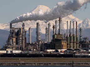 A general view shows Marathon Petroleum's oil refinery, following Russia's invasion of Ukraine, in Anacortes, Washington, U.S., March 9, 2022.