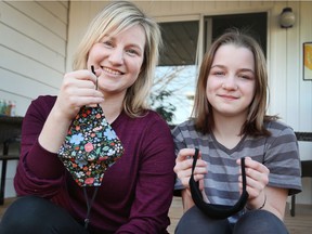 Mask or no mask on Monday? Alicia Higgison, board chairperson of Greater Essex County District School Board, is pictured with her daughter Maelle, 11, at their Tecumseh home on March 17, 2022. Higgison is hoping Maelle and her two other school-aged children continue wearing their masks on Monday when mandatory mask-wearing ends in Ontario's schools.