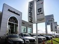 Vehicles are displayed for sale at an AutoNation car dealership on April 21, 2022 in Valencia, California. The auto retailer released quarterly earnings today showing that revenue increased 14 percent to $6.75 billion, beating Wall Street expectations, amid continued strong demand for new and used vehicles.
