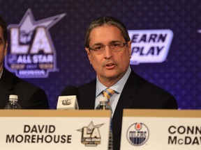 Chief Executive Officer of the Pittsburgh Penguins David Morehouse speaks at the NHL/NHLPA Learn to Play Press Conference during 2017 NHL All-Star Media Day as part of the 2017 NHL All-Star Weekend at the JW Marriott on January 28, 2017 in Los Angeles, Calif.
