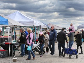 AMHERSTBURG, ONTARIO.  APRIL 9, 2022 – The Amherstburg Farmers Market kicked off the season on Saturday, April 9, 2022 at the GL Heritage Brewery.  Visitors are shown at the event.
