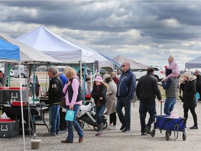 AMHERSTBURG, ONTARIO. APRIL 9, 2022 – The Amherstburg Farmers Market kicked off the season on Saturday, April 9, 2022 at the GL Heritage Brewery. Visitors are shown at the event.