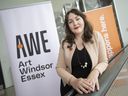 Art gallery executive director, Jennifer Matotek, is pictured in front of the new name of the gallery, Art Windsor-Essex (AWE), on Thursday, April 28, 2022.