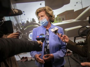 Helena Jaczek, Minister of the Federal Economic Development Agency for Southern Ontario, speaks with the media following a tour of the VR Cave at the Invest WindsorEssex Automobility and Innovation Center on Thursday, April 21, 2022 .