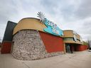 The exterior of the Super Bowl Lanes in Windsor is shown on Saturday, April 9, 2022. Five men were shot outside of the bowling alley.