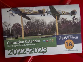 The 2022-23 City of Windsor Collection Calendar  is seen on Thursday, April 7,  2022.