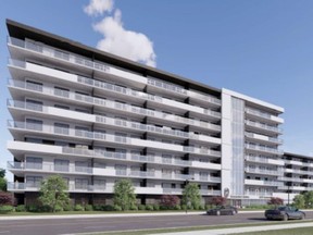 This concept plan designed by Baird AE shows one of two proposed nine-storey, 151-unit condo buildings from Fahri Holding Corporation on the former GM trim plant site on Lauzon Road.