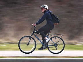 A cyclist makes use of Windsor's Ganatchio Trail in this February 2021 file photo.