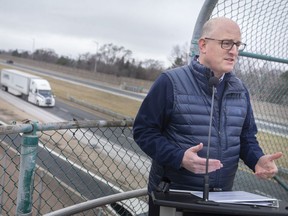 Mayor Drew Dilkens provides an update on the next phase of $10 million in upgrades to the E.C. Row Expressway, on Wednesday, April 6,  2022.