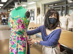 Cindy Nguyen, a student in the Fashion Design Technician Program at St. Clair College displays a look from her final collection before the upcoming Atelier Fashion Show, on Tuesday, April 19, 2022.