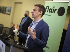 Eric Tanner, director of network planning and scheduling for Flair Airlines, is pictured during a press conference announcing new routes from Windsor, on Tuesday, April 5, 2022.