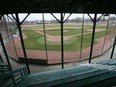 The grandstand and ball diamond at the LaCasse Park in Tecumseh are shown on Friday, April 8, 2022.