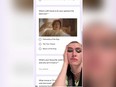TikTok user Elizabeth Rowlands is pictured in a screengrab of her video showing the questions she says a Tinder match asked her using a Google Forms document.