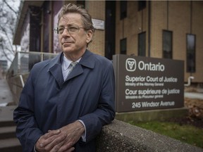 Windsor criminal defence lawyer, John Sitter, is pictured outside the Superior Court of Justice, on Wednesday, April 13, 2022.