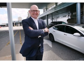 Windsor Mayor Drew Dilkens is shown at the exit of the Windsor-Detroit tunnel on Thursday, April 14, 2022.