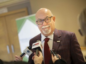 Essex County Warden, Gary McNamara, meets with the media at the 2022 Warden?s Luncheon, presented by the Windsor-Essex Regional Chamber of Commerce, at the Ciociaro Club, on Tuesday, April 26, 2022.