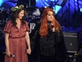 Ashley Judd and Wynonna Judd speak onstage during Naomi Judd: A River of Time Celebration on May 15, 2022 in Nashville, Tenn.