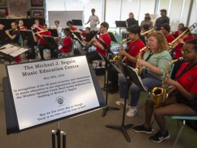 WINDSOR, ONTARIO:. MAY 28, 2022 - Michael J. Seguin practices with the Windsor Optimist Youth Band after the building they practice in was named after Seguin for his 40 years of service to the organization, on Saturday, May 28, 2022.