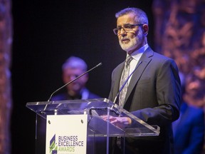 Van Niforos, owner of the Penalty Box Restaurant, receives the Believe Windsor-Essex Award at the 2022 Business Excellence Awards at the Chrysler Theatre on Thursday, May 19, 2022.