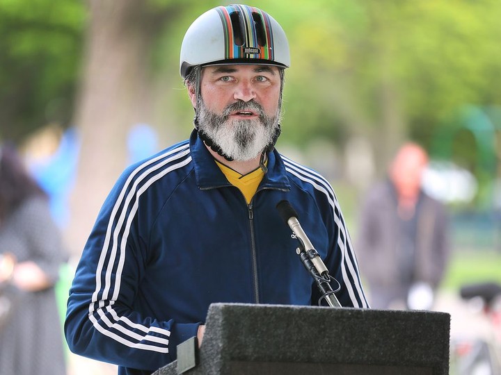  Windsor city Coun. Kieran McKenzie speaks at the Bike to Work Day event in Windsor on Friday, May 20, 2022.