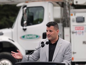 Windsor city Coun. Fred Francis speaks at a press conference on Friday, May 20, 2022 regarding Phase 4 of the reconstruction of Cabana Road West.
