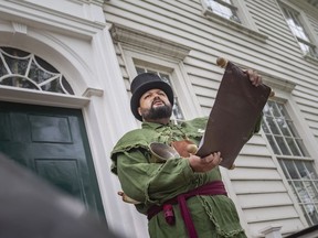 Hunter Kersey, performing at the town crier, opens up the celebration of the lease agreement between the City of Windsor and the Ontario Heritage Trust which will provide for regular public access to the Duff Baby Mansion, on Wednesday, May 25, 2022.