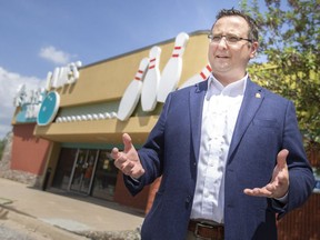Windsor-Tecumseh MP Irek Kusmierczyk speaks about gun control legislation introduced this week by Prime Minister Justin Trudeau while standing on Tuesday, May 31, 2022, outside the Super Bowl Lanes in Windsor where multiple people were shot earlier in May.