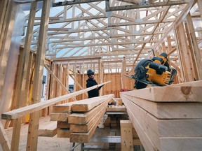 Windsor is no longer Canada's jobless capital, according to Statistics Canada. In this March 10, 2022, file photo, Jordan Ellis, a framer with JS Ellis Construction, works on a single family housing build in the 1300 block of Clearwater Avenue in Windsor.