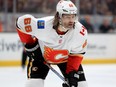 Jaromir Jagr of the Calgary Flames looks on during the second period of a game against the Anaheim Ducks at Honda Center on Dec. 29, 2017