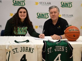 Guard Lauren Overeem, left, has signed on to play for the St. Clair Saints and head coach Andy Kiss.    Image courtesy of Jeff Over