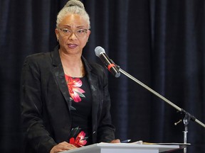 Windsor West Liberal candidate Linda McCurdy is shown during the Windsor-Essex Regional Chamber of Commerce provincial election debates on May 5, 2022.