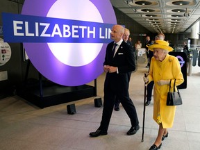 Queen Elizabeth visits Paddington Station in London on May 17, 2022, to mark the completion of London's Crossrail project, ahead of the opening of the new Elizabeth Line rail service next week.