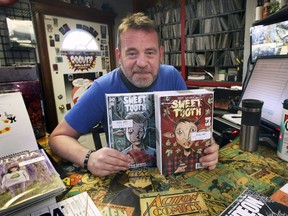 Pick up a free comic, check out some free City of Windsor downtown culture — and rub shoulders with defenders of the universe this Saturday. In this June 16, 2021, file photo, Shawn Cousineau of Rogues Gallery Comics is shown with copies of the Sweet Tooth comic series by local graphic artist Jeff Lemire.